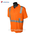 Wholesale Yellow Road Work Safety Short Sleeve High Visibility Reflective Polo T-shirt With Heat Transfer Reflective Tape